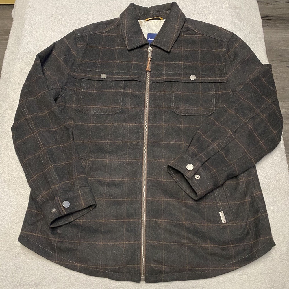 Tommy Bahama Jacket Mens XL Plaid Wool Blend Full Zip Pockets Casual